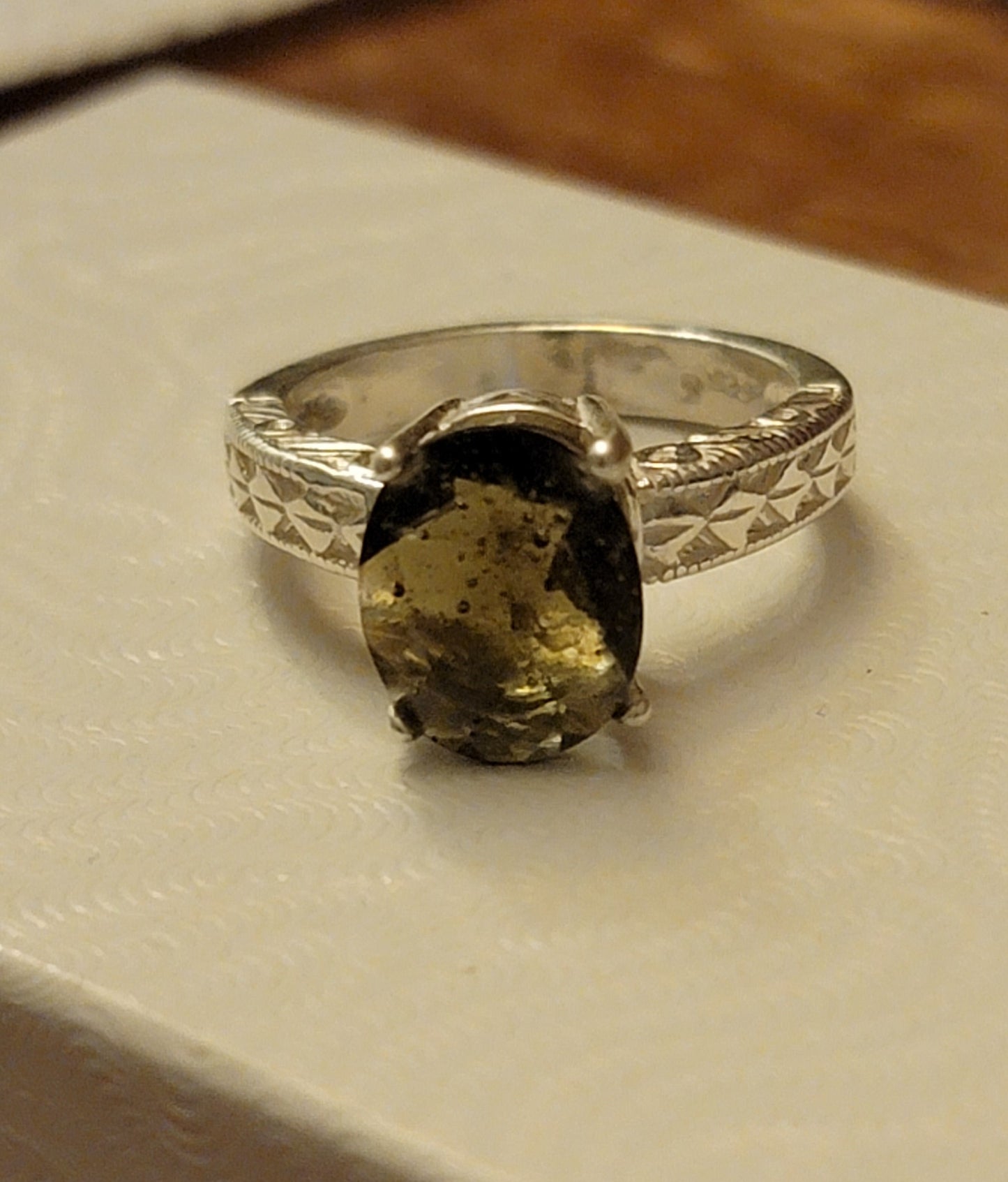 Moldavite ring