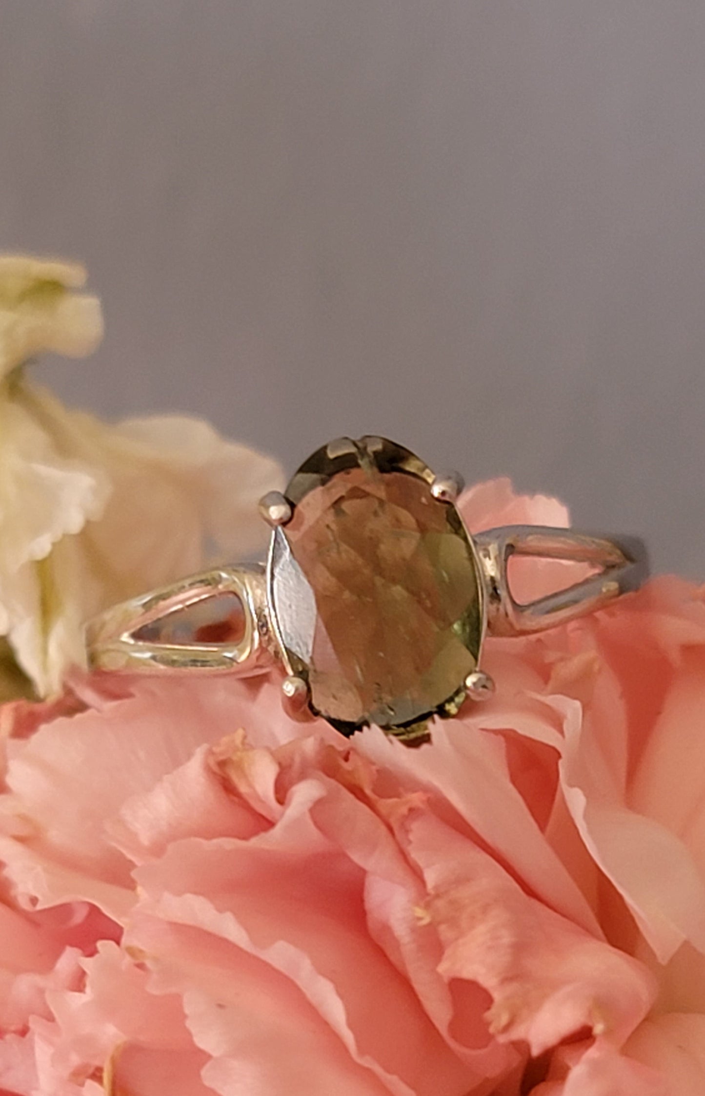 Genuine moldavite ring