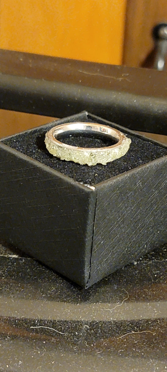 Moldavite inlay ring